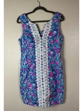 Lilly Pulitzer Target 20th Anniversary Blue Pink Floral Shift Dress Size 10